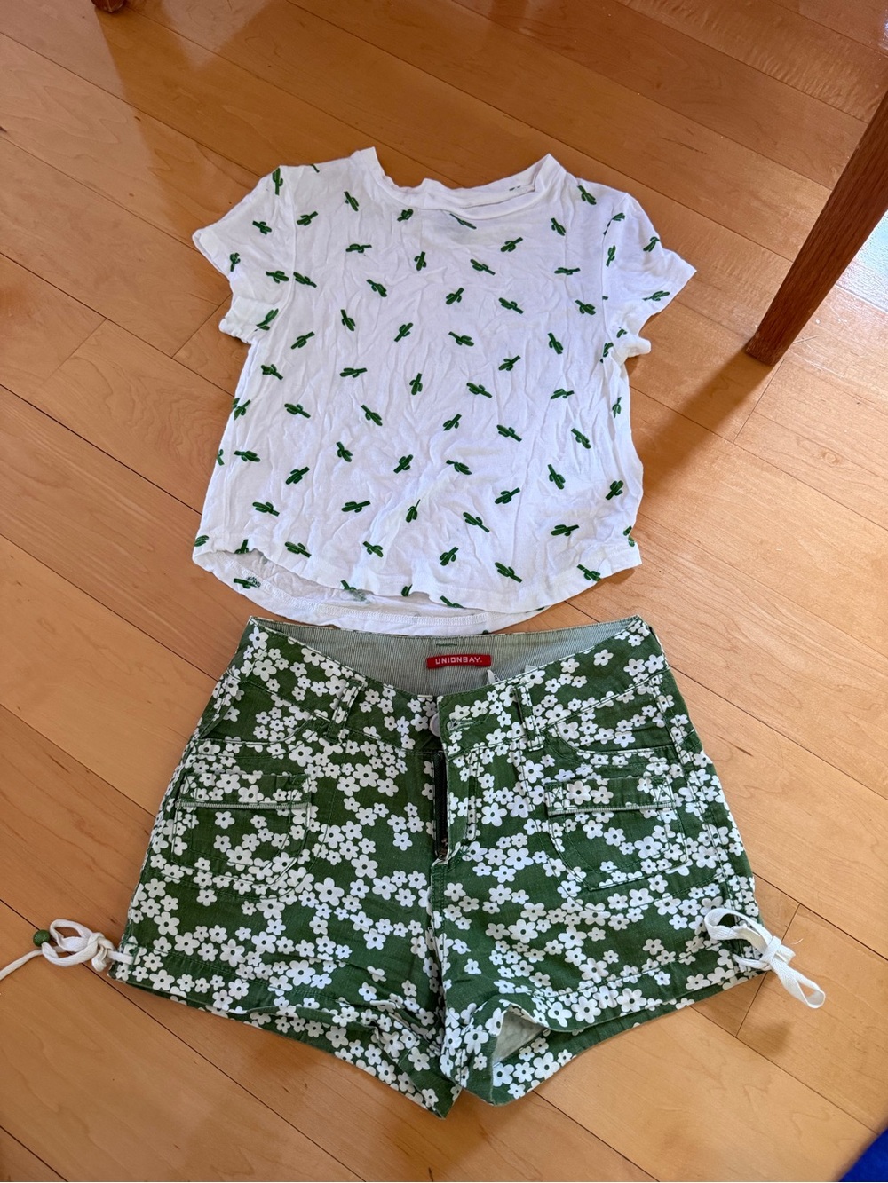Zara White Tee with Green Cactus Print